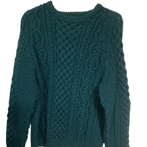 Tops - Women's Green Thick Knit Long-Sleeve Sweatshirt
